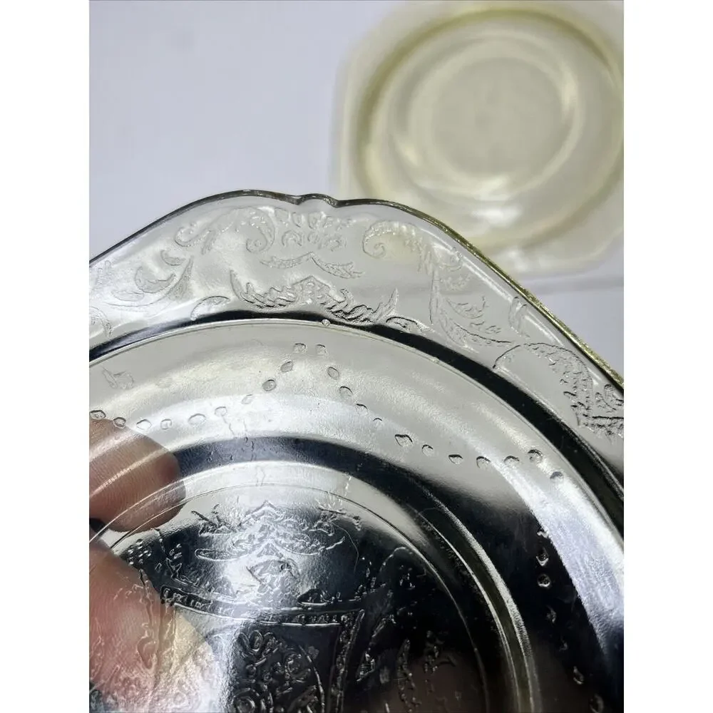 Vintage‎ Federal Madrid Pattern Amber Yellow Depression Glass 4.5 In Salad Plate